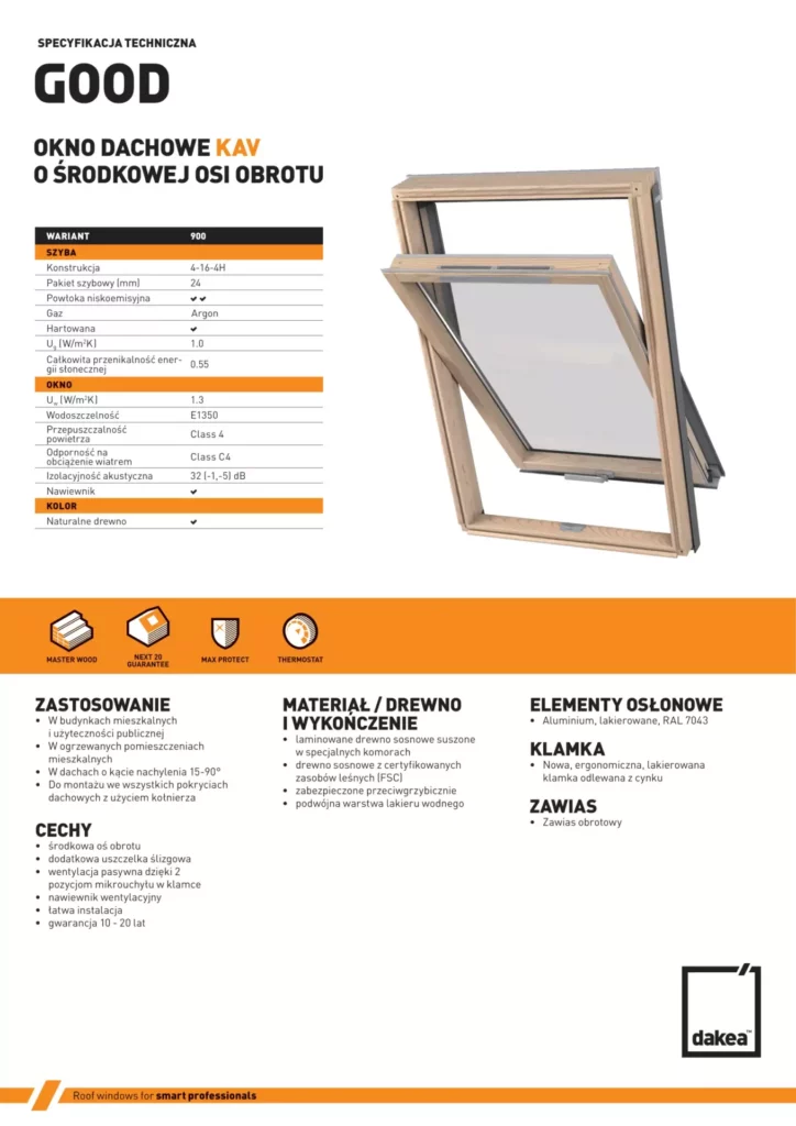 Karta techniczna okno dachowe Dakea GOOD PL 1 1
