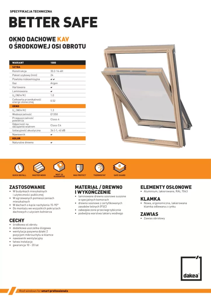 Karta techniczna okno dachowe obrotowe dakea BETTER safe pl 1