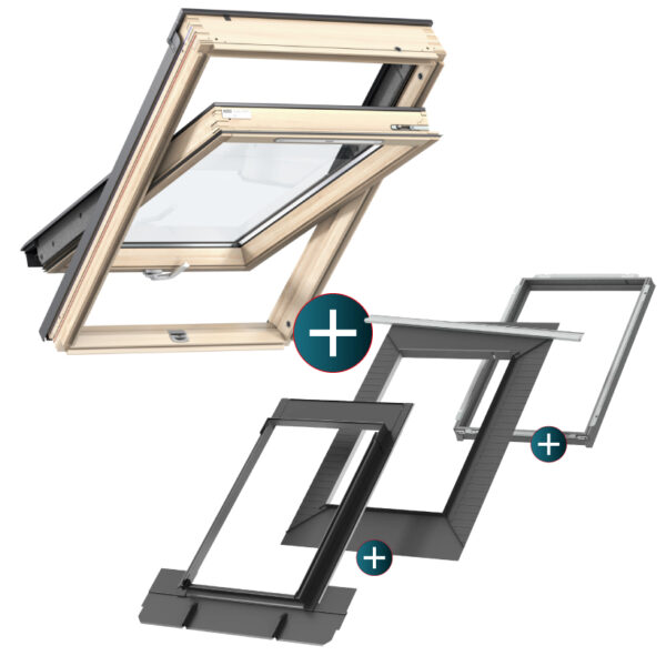 Velux Okno dachowe 3-szyby PREMIUM GLL1061B CK04 55x98+kołnierz EDQ+BDX+BFX