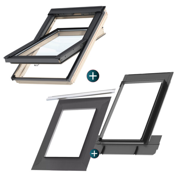 Velux Okno dachowe 3-szyby PREMIUM GLL1061B FK06 66x118+kołnierz EDQ+BFX - obrazek 2