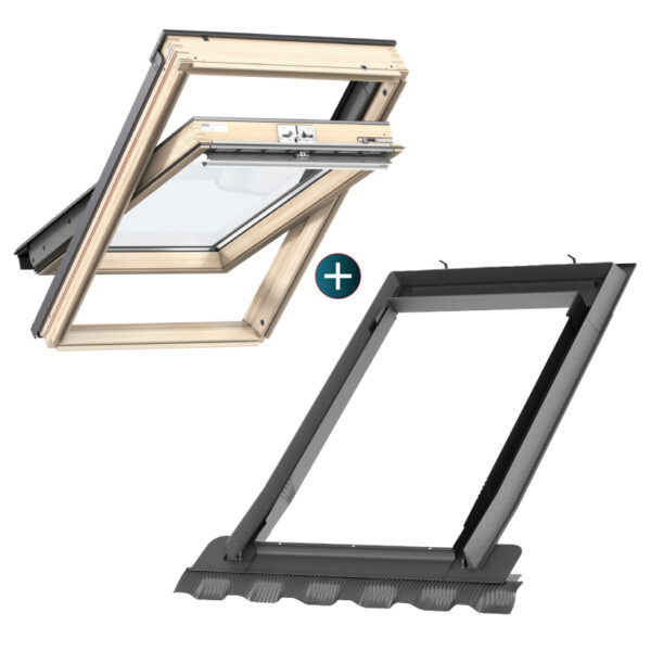 Velux Okno dachowe drewniane GZL 1051 CK02 55x78 + kołnierz falisty EDW