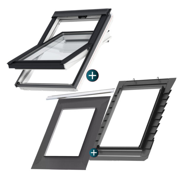 Velux Okno dachowe drewniano-poliuretanowe GLU 0051 MK08 78x140+kołnierz EDB+BFX - obrazek 2
