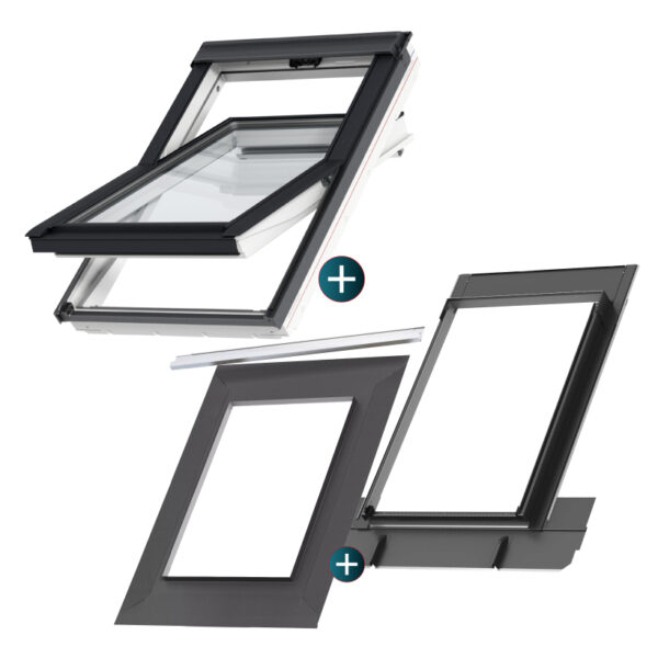 Velux Okno dachowe drewniano-poliuretanowe 3-szyby PREMIUM GLU 0061 CK02 55x78+kołnierz EDQ+BFX - obrazek 2