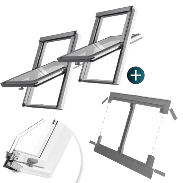 Okno dachowe RoofLITE+ PCV 78x98+ kołnierz zespolony SSC